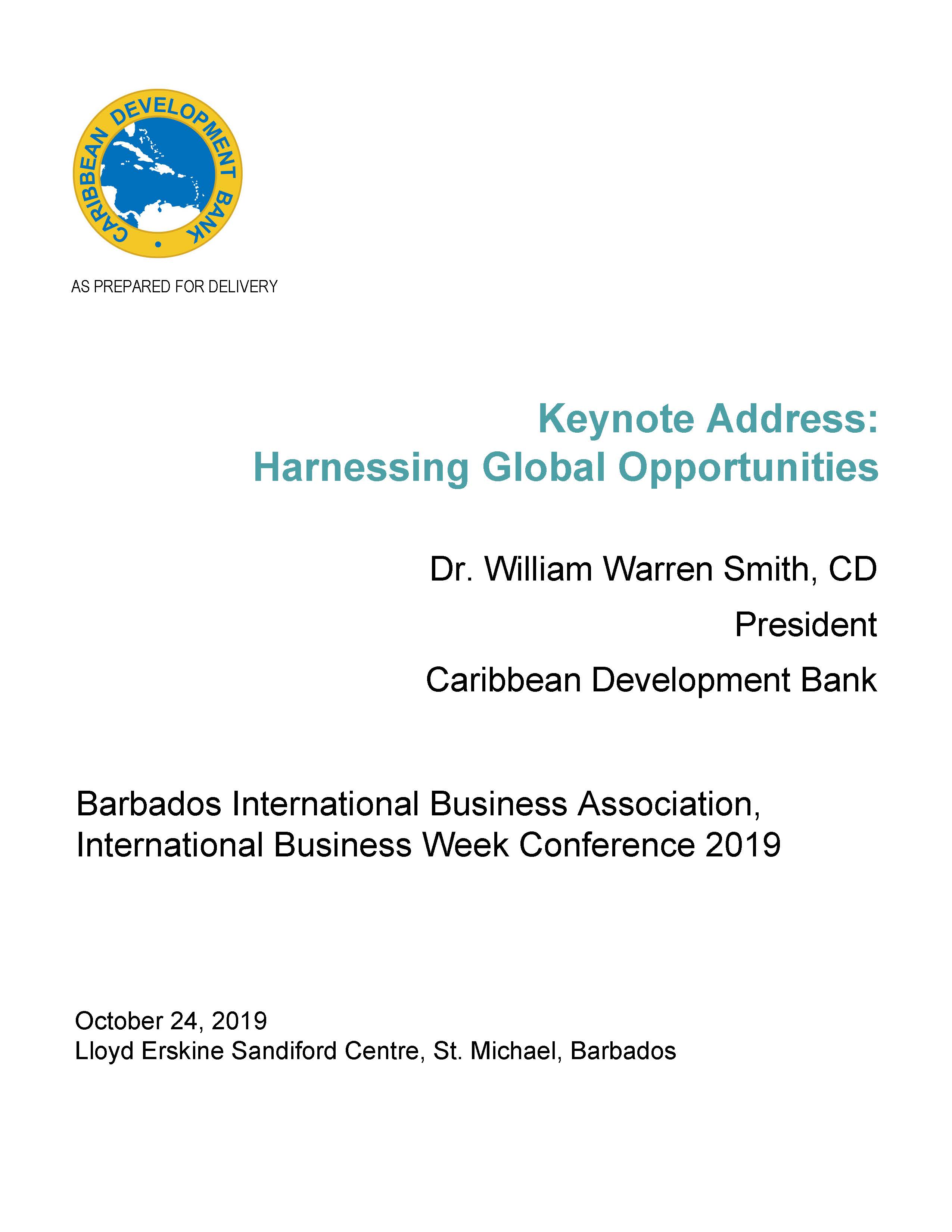 Harnessing Global Opportunities | Caribbean Development Bank